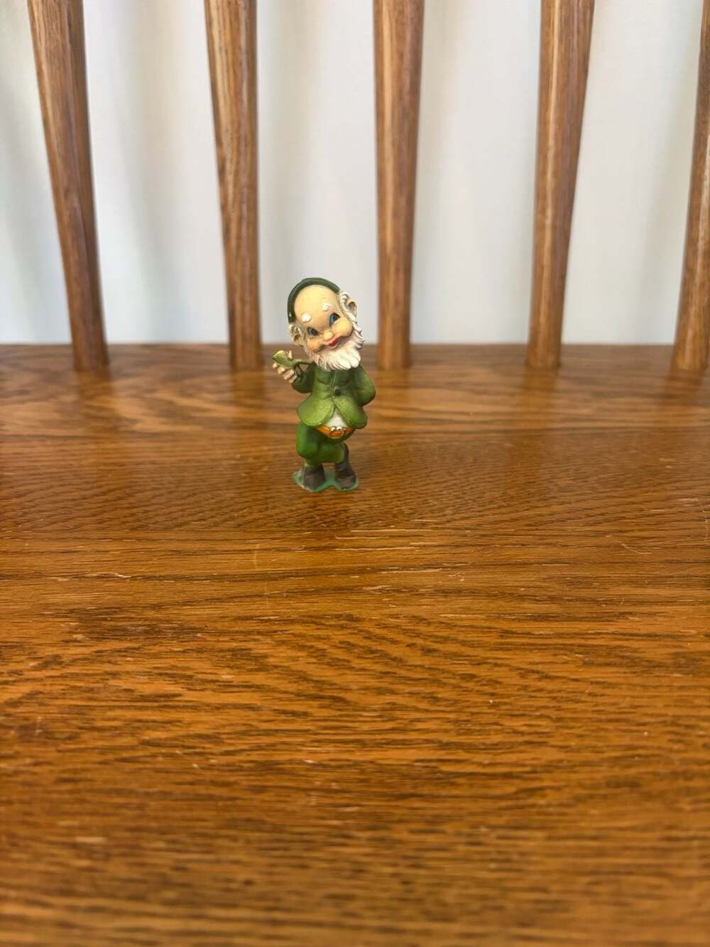 Vintage Rubber Leprechaun Figurine Green Pocket Gnome Figurine